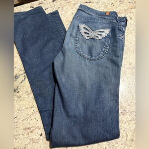 Seven For All Mankind Y2K  Low Rise Butterfly Pocket Womens Denim Jeans Western